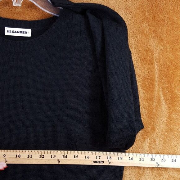 JIL SANDER Sweater Mens Size 48 Black Pullover Crew Extrafine Virgen Wool $690 - Picture 10 of 12